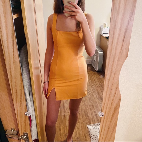 Forever 21 Dresses & Skirts - Blue Blush Mustard Mini Dress w/ Slit